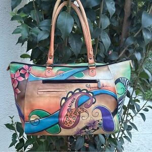 Anuschka Artistic Hand-Painted Leather Tote/Shoulder Bag
